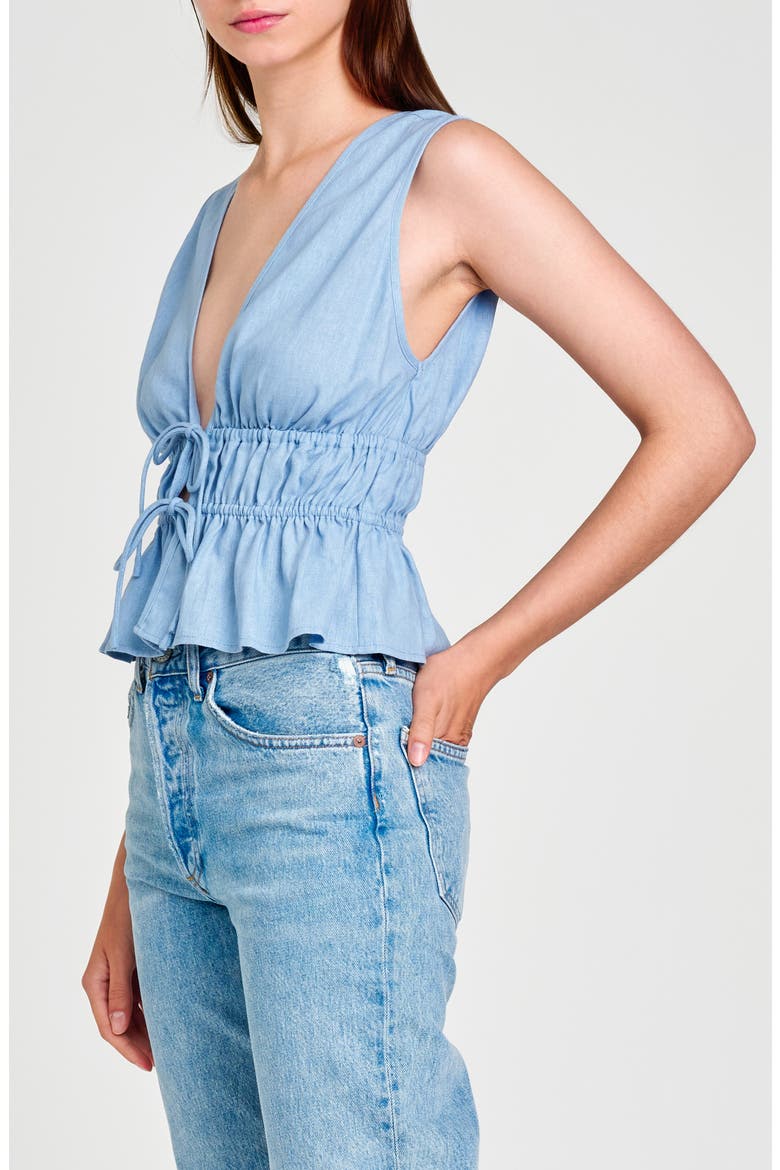 Nadine Deep V-Neck Sleeveless Top, Alternate, color, DUSTY BLUE