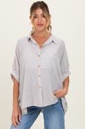 PinkBlush Striped Boxy Button Down Top