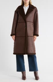 BCBGeneration Faux Shearling Lined Faux Suede Coat