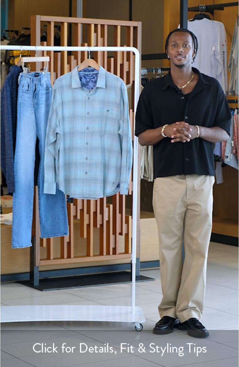 Coastline Cord Shoreline Vines Shadow Check Cotton Corduroy Button-Up Shirt, sales video thumbnail