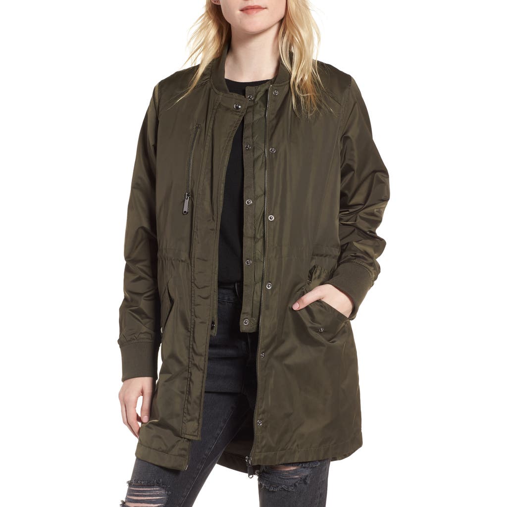 SAM EDELMAN SAM EDELMAN TWO-IN-ONE LONGLINE BOMBER JACKET