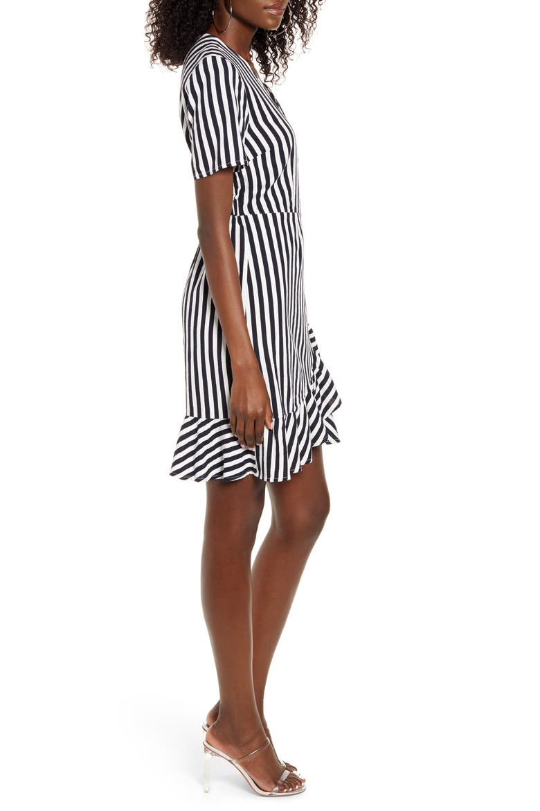 Helenmilo Stripe Wrap Linen Blend Dress, Alternate, color, NIGHT SKY STRIPE