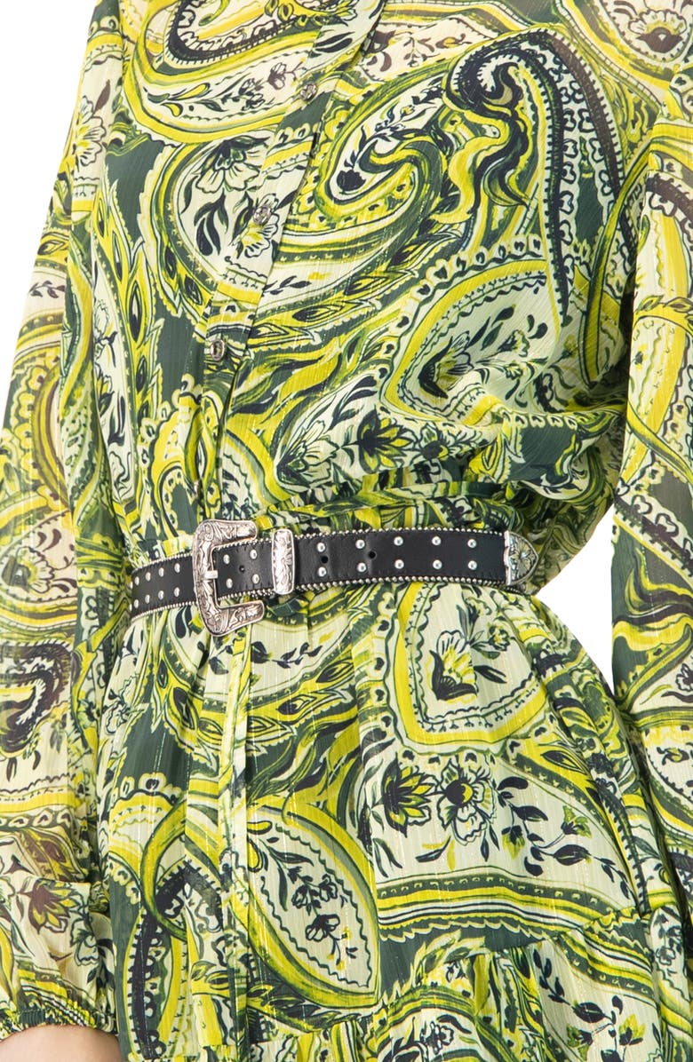IVONNE Short Paisley Dress with Long Sleeves, Alternate, color, Green
