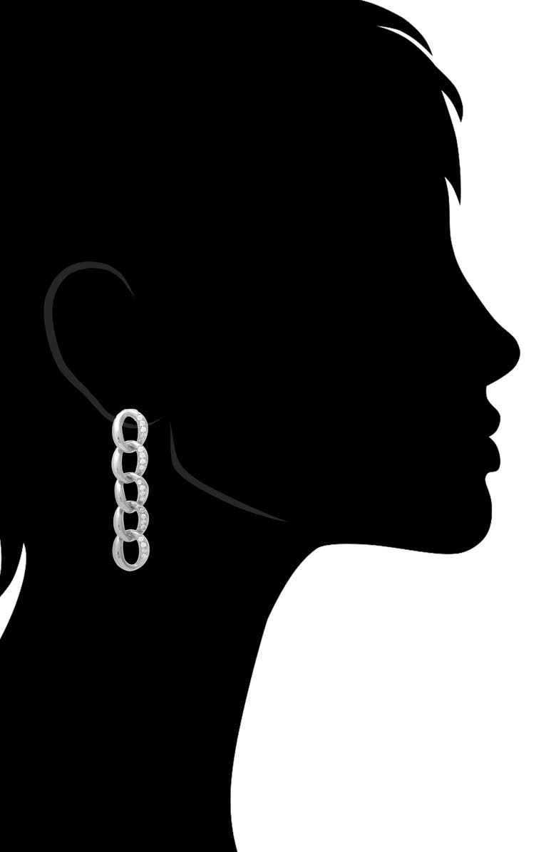 RIVKA FRIEDMAN White Rhodium Clad Curb Link Cubic Zirconia Drop Earrings, Alternate, color, White Rhodium Clad