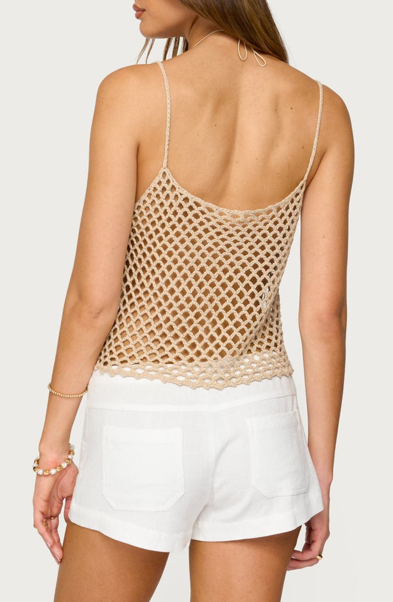 EDIKTED Florenza Open Stitch Camisole, Alternate, color, Beige