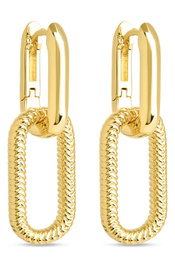 Sterling Forever Sable Cubic Zirconia Link Drop Earrings In Gold