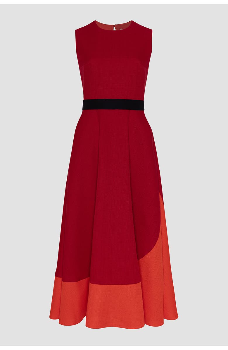 Roksanda Mire Colour Block Hopsack Dress, Alternate, color, Bennett Red / Venetian Red