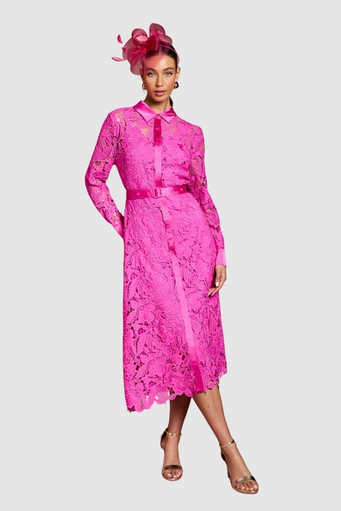 Lace Shirt Long Sleeve Dress