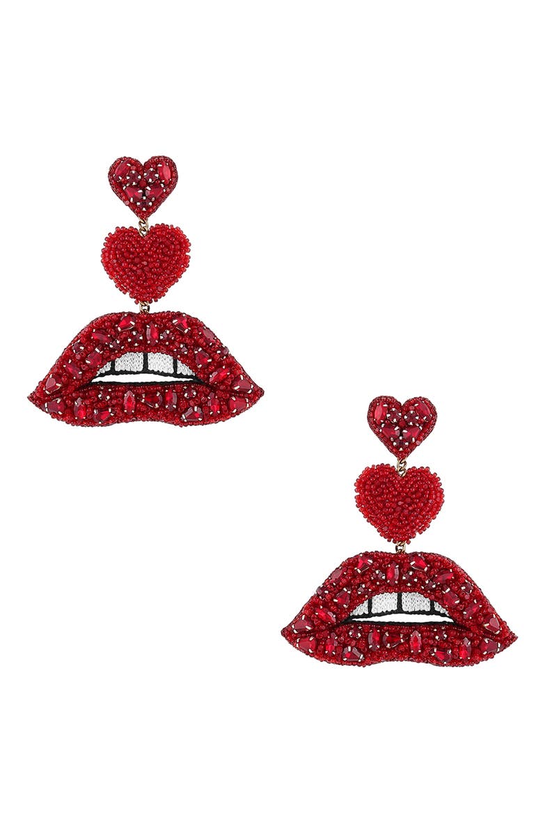 Deepa Gurnani Lips Drop Earrings, Main, color, 