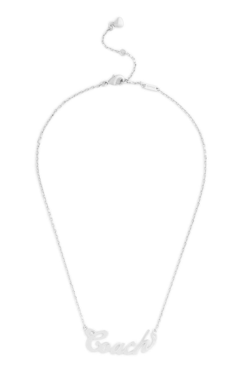 COACH Logo Pendant Necklace, Main, color, 