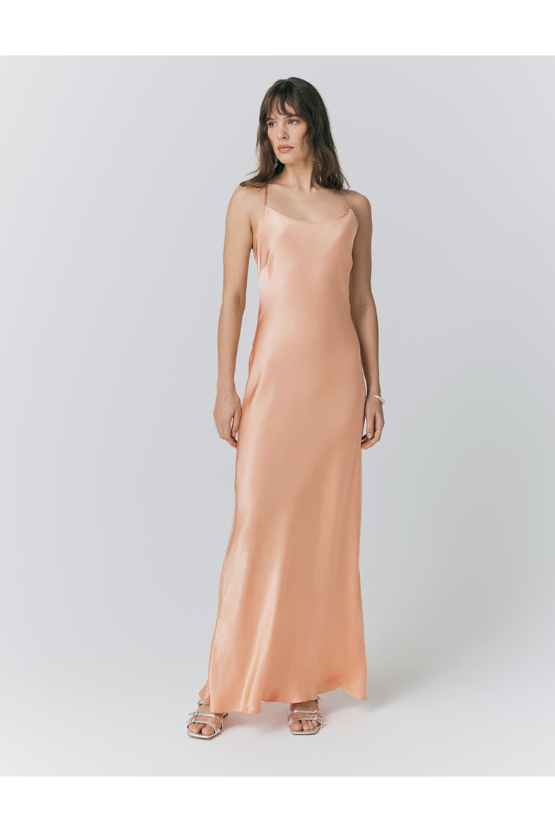 Kallie Satin Maxi Slip Dress, Main, color, Peach