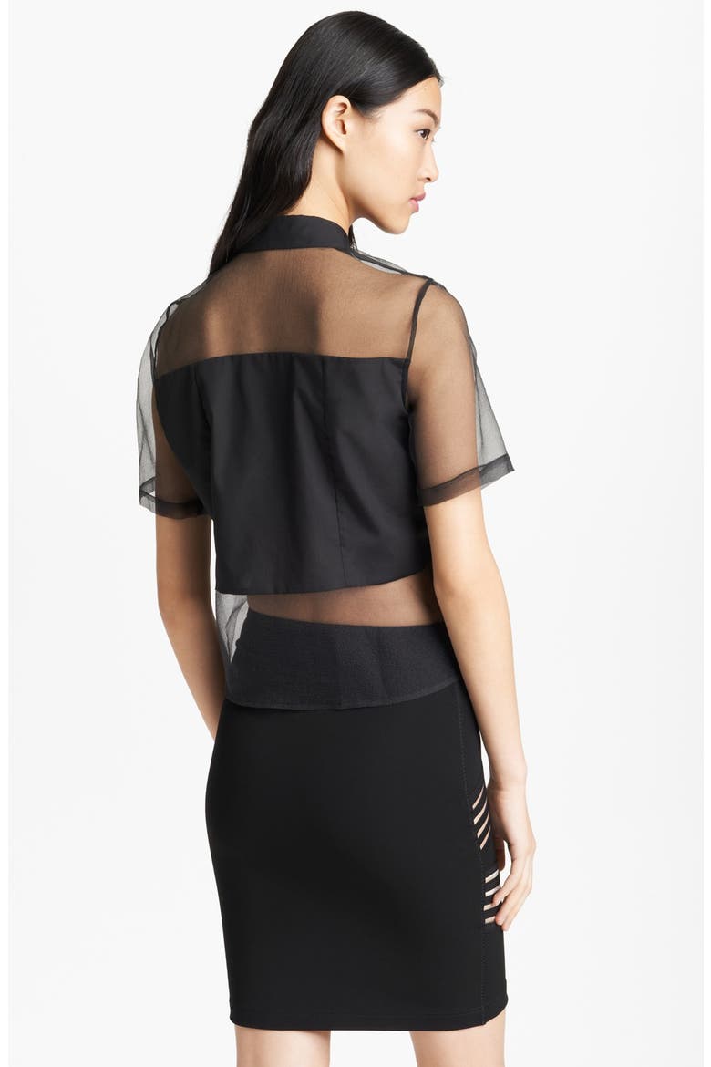 Sheer Button Front Shirt, Alternate, color, BLACK