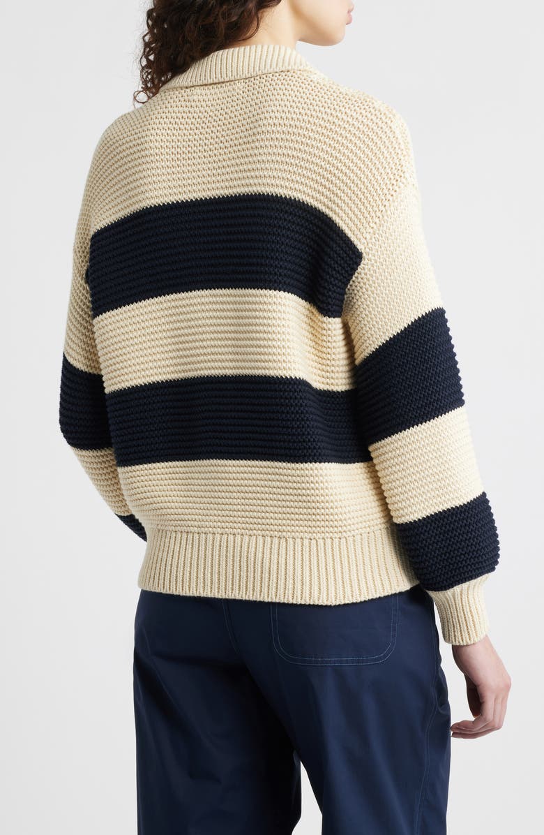 Wyeth Stripe Knit Cardigan, Alternate, color, Cream/ Navy
