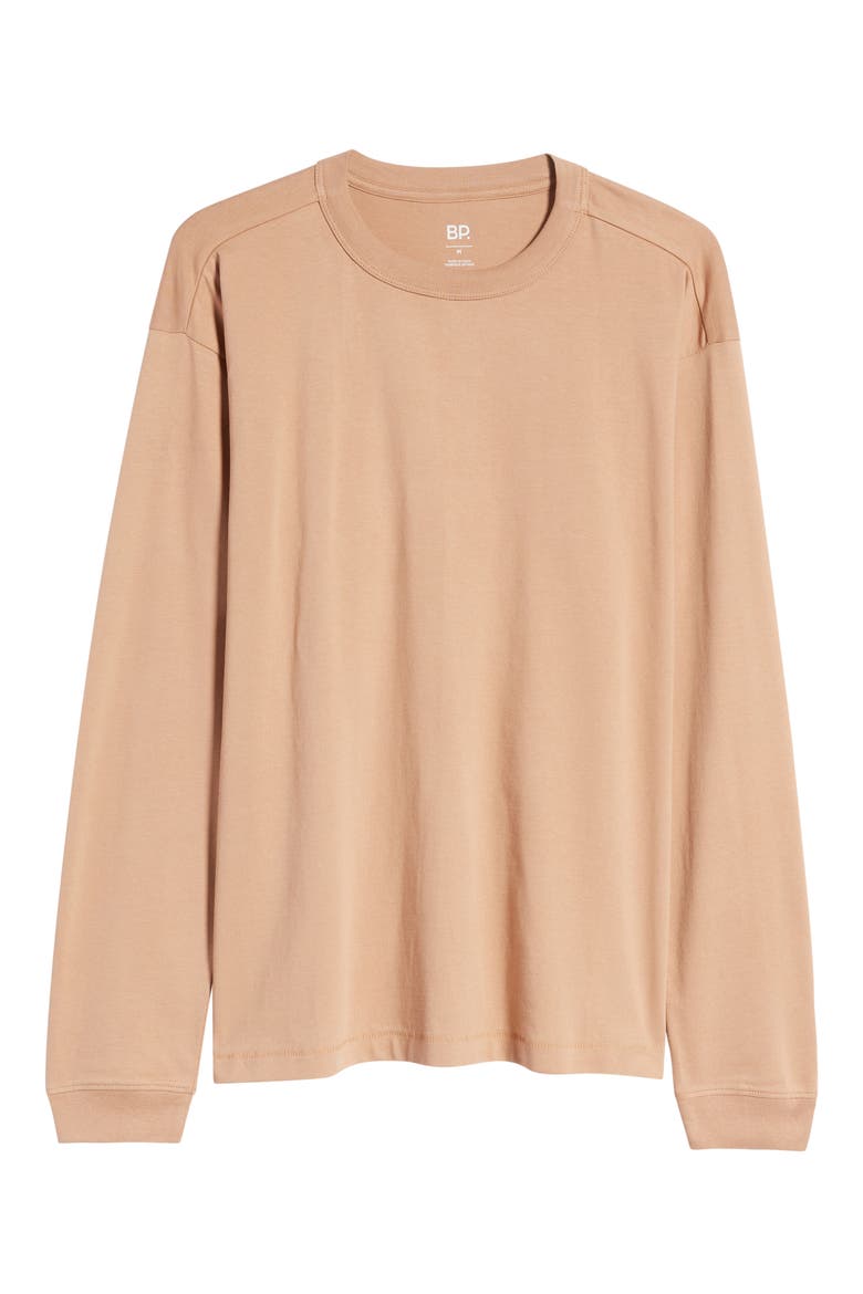 Long Sleeve Crewneck T-Shirt, Alternate, color, TAN PRALINE