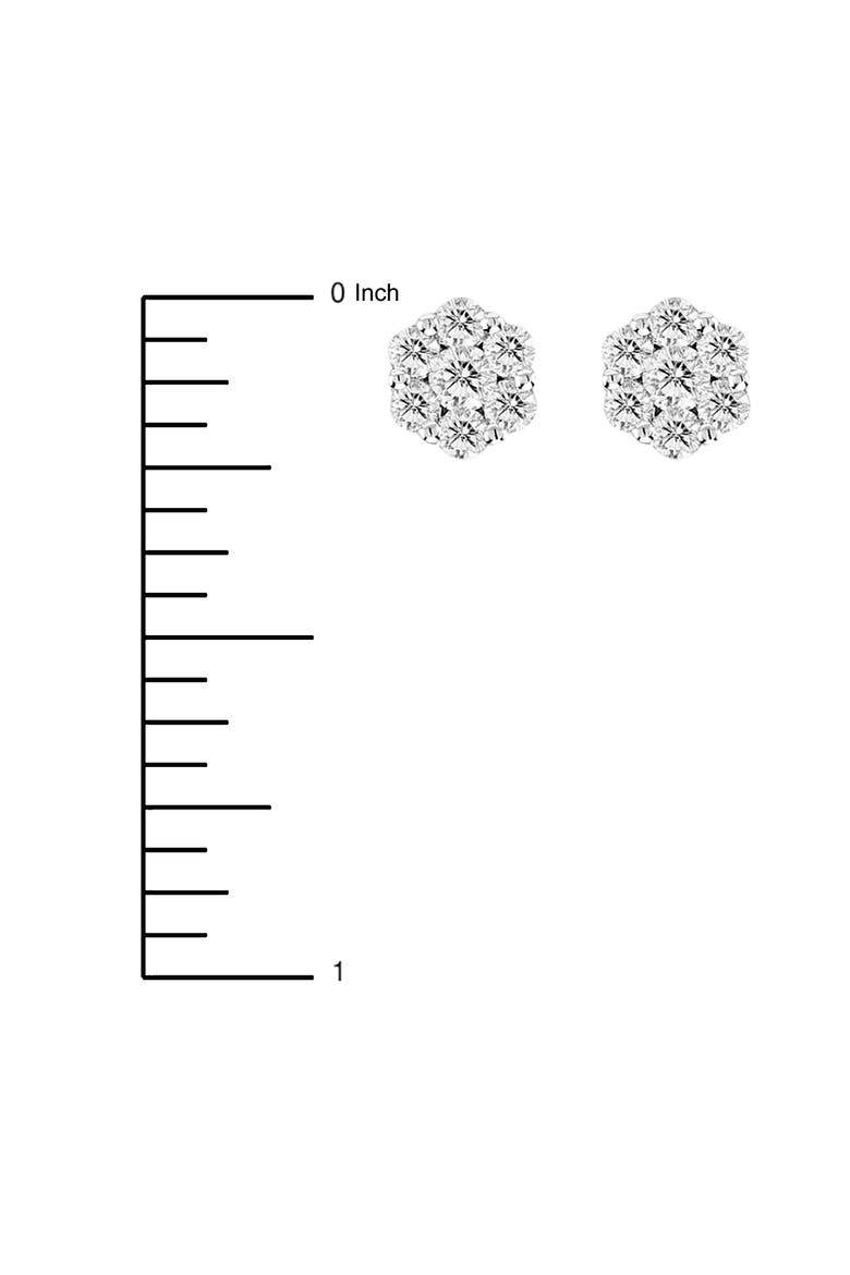 14K Gold White Diamond Cluster Stud Earrings, Alternate, color, White Gold