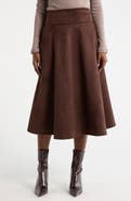 Renee C Faux Suede Flare Skirt