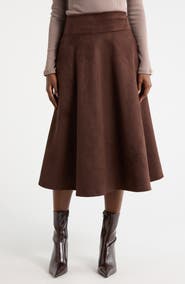 Renee C Faux Suede Flare Skirt