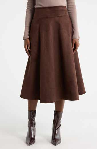 Renee C Faux Suede Flare Skirt