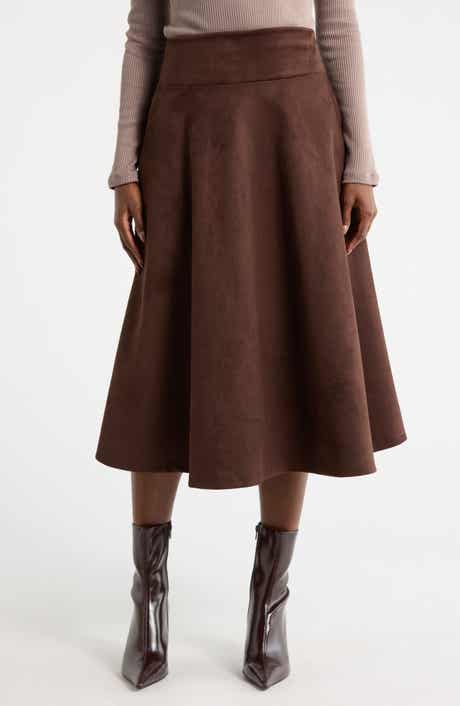 Renee C Faux Suede Flare Skirt