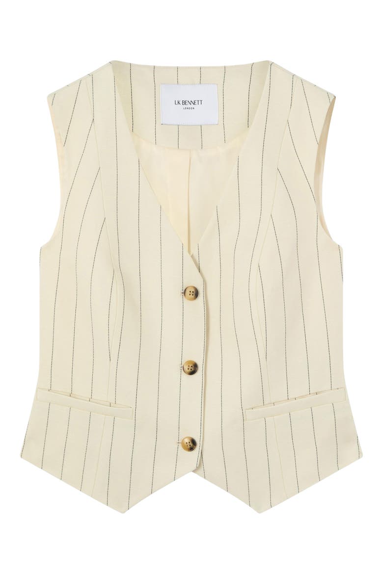 Ami Pinstripe Linen Blend Waistcoat, Alternate, color, CREAM