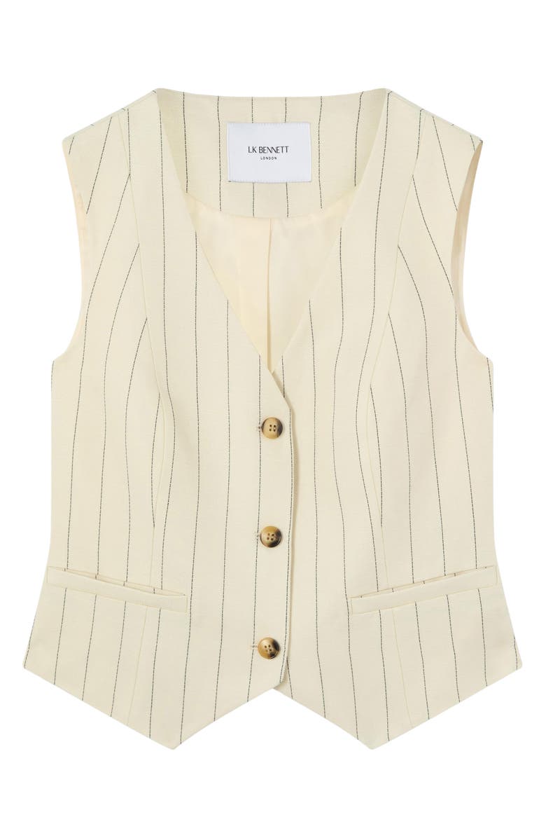 LK Bennett Ami Pinstripe Linen Blend Waistcoat, Alternate, color, Cream
