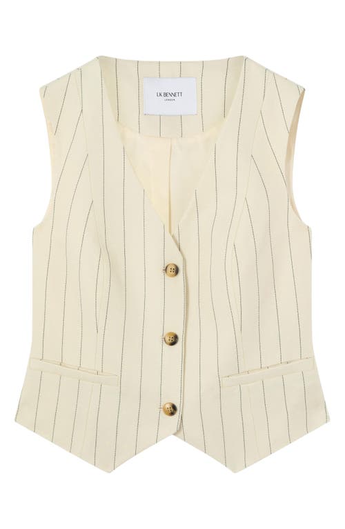 Lk Bennett Ami Pinstripe Linen Blend Waistcoat In Cream