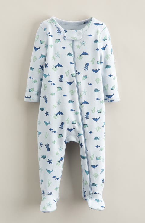 Print Zip Cotton Footie (Baby)