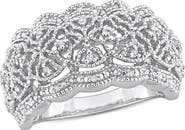 DELMAR Sterling Silver Diamond Lace Band Ring - 0.018ct