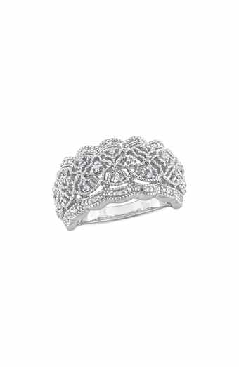 Sterling Silver Diamond Lace Band Ring - 0.018ct