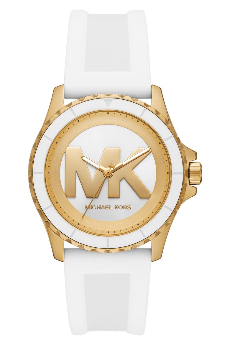 Everest Chronograph Silicone Strap Watch, 40mm, Main, color, GOLD