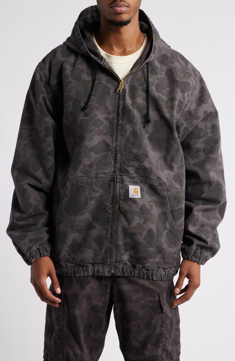 Carhartt Work In Progress Duck Camo Print Organic Cotton Hooded Jacket, Alternate, color,