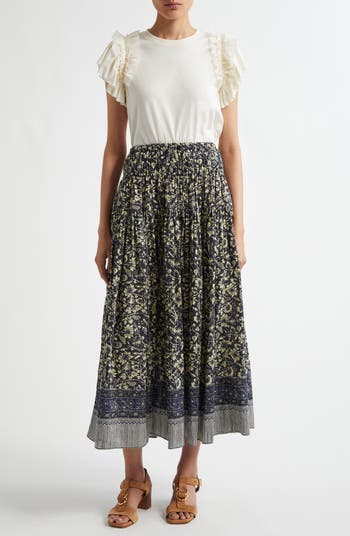 Ulla Johnson Avia Drawstring Waist Cotton Blend Maxi Skirt Nordstrom