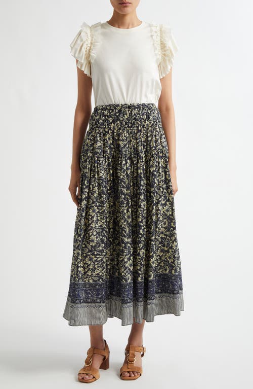 Ulla Johnson Avia Pleated Cotton-blend Midi Skirt In Raven