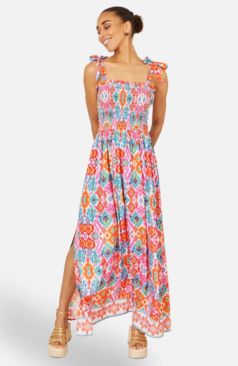 Ikat Print Maxi Sun Dress