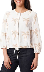 SUNNY LEIGH Palm Tree Embroidered Top