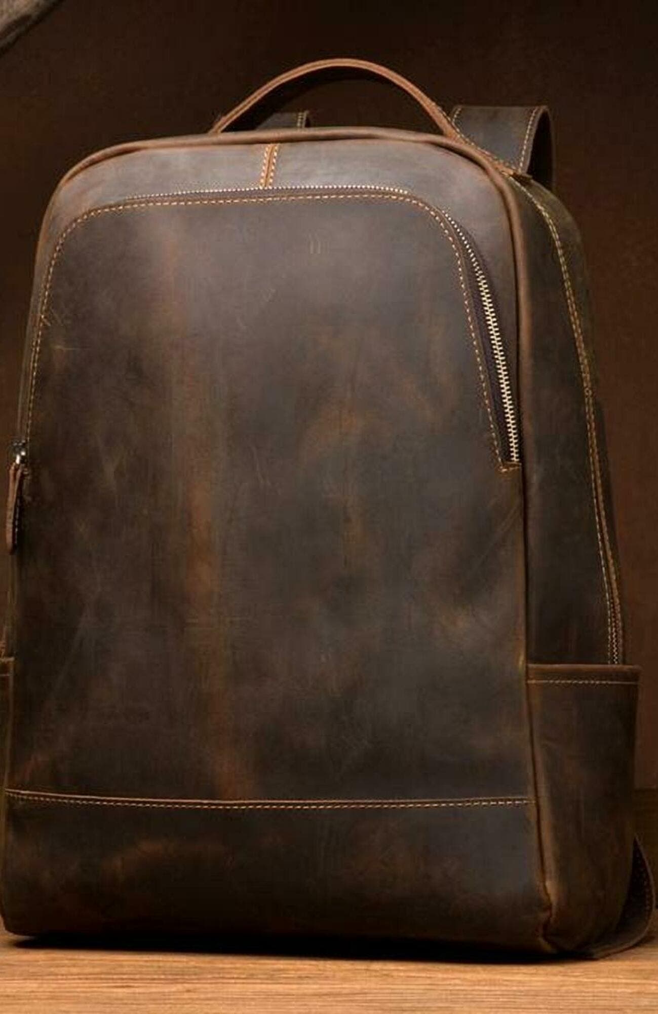 STEEL HORSE LEATHER The Vernon Backpack | Genuine Vintage Leather Minimalist Backpack, Alternate, color, Brown