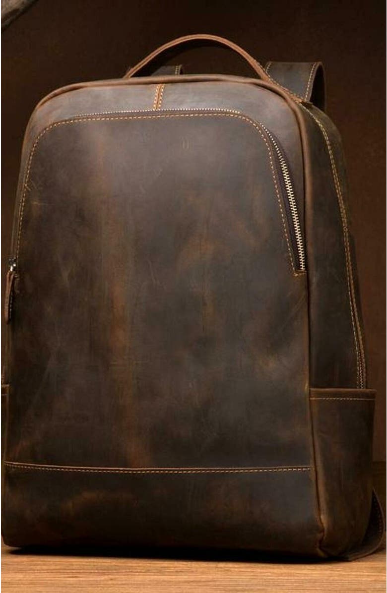 STEEL HORSE LEATHER The Vernon Backpack | Genuine Vintage Leather Minimalist Backpack, Alternate, color, Brown