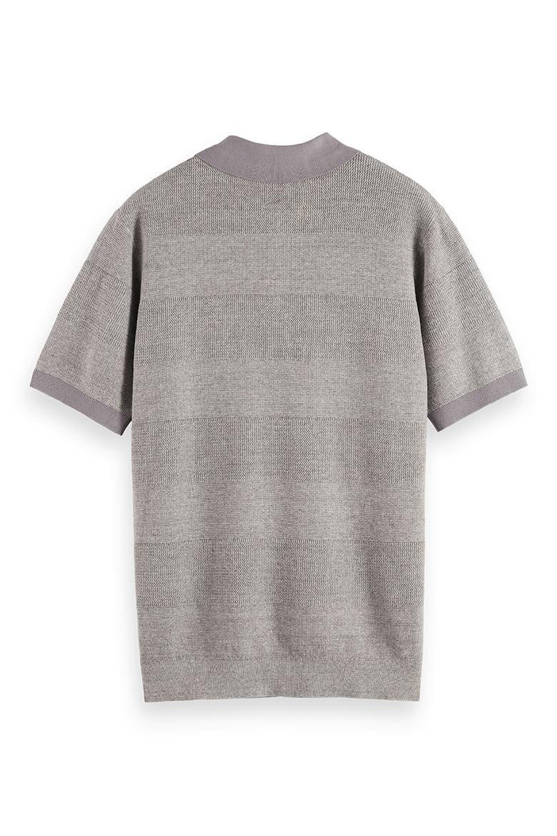 Tonal Stripe Cotton Polo Sweater, Alternate, color, GREY MELANGE