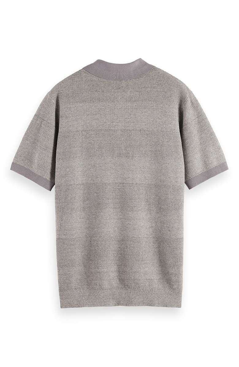 Scotch & Soda Tonal Stripe Cotton Polo Sweater, Alternate, color, Grey Melange