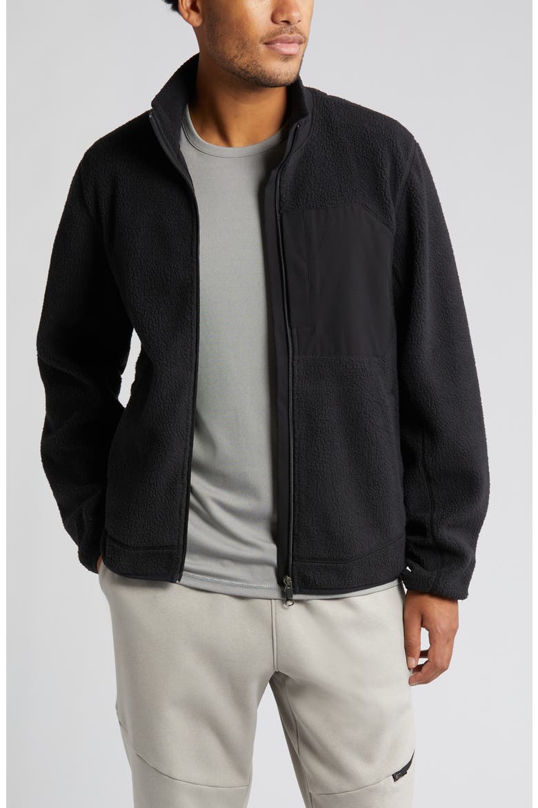 High Pile Fleece Jacket, Main, color, BLACK