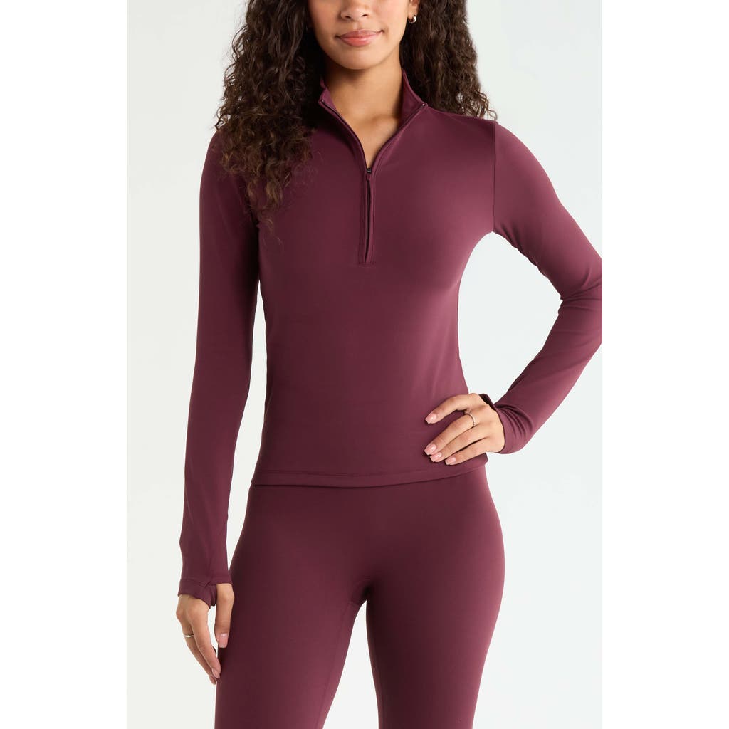 Zella Zen Half Zip Pullover In Burgundy
