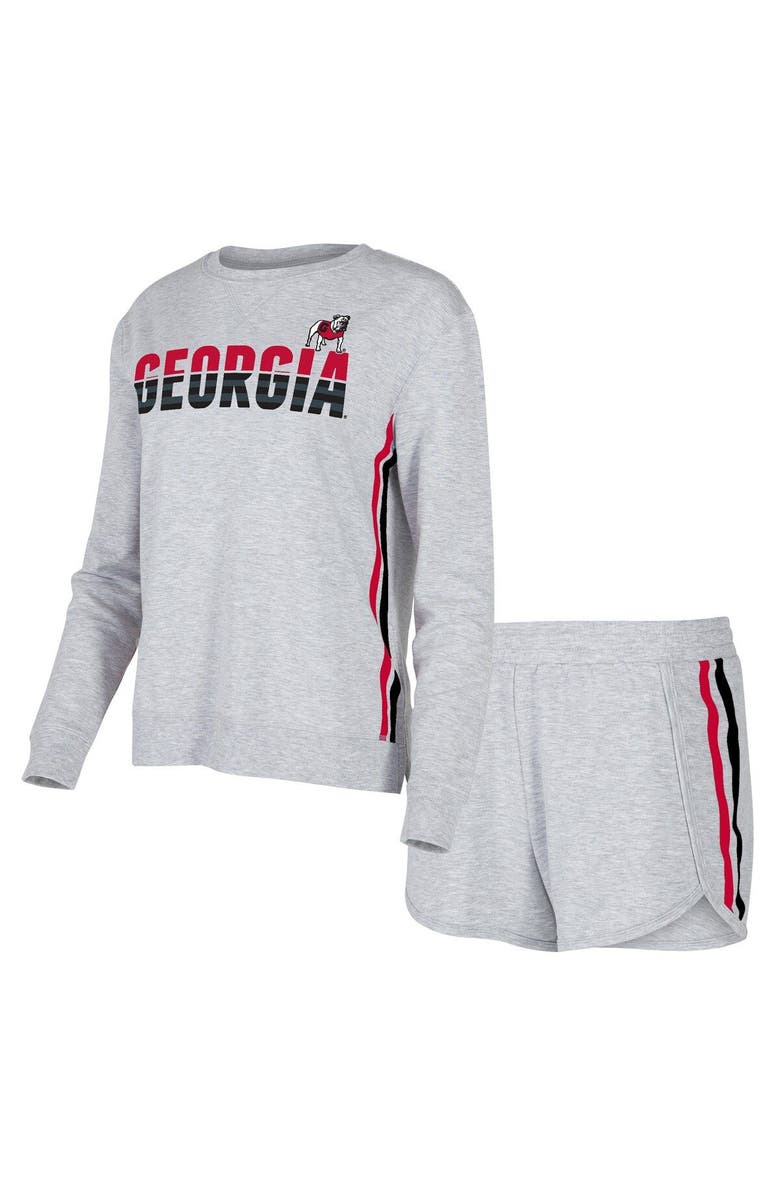 CONCEPTS SPORT Women's Concepts Sport Gray Georgia Bulldogs Cedar Tri-Blend Long Sleeve T-Shirt & Shorts Sleep Set, Main, color, 