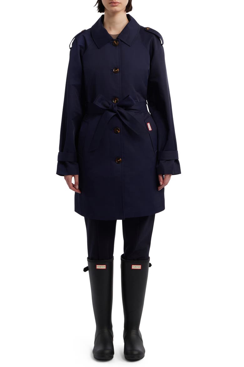 Stacy Water Resistant Trench Coat, Main, color, NAVY