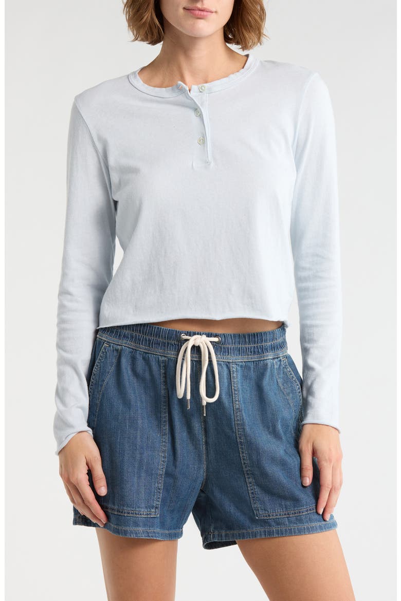Shrunken Cotton Henley Top, Main, color, MEMORY