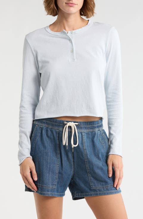 Shrunken Cotton Henley Top