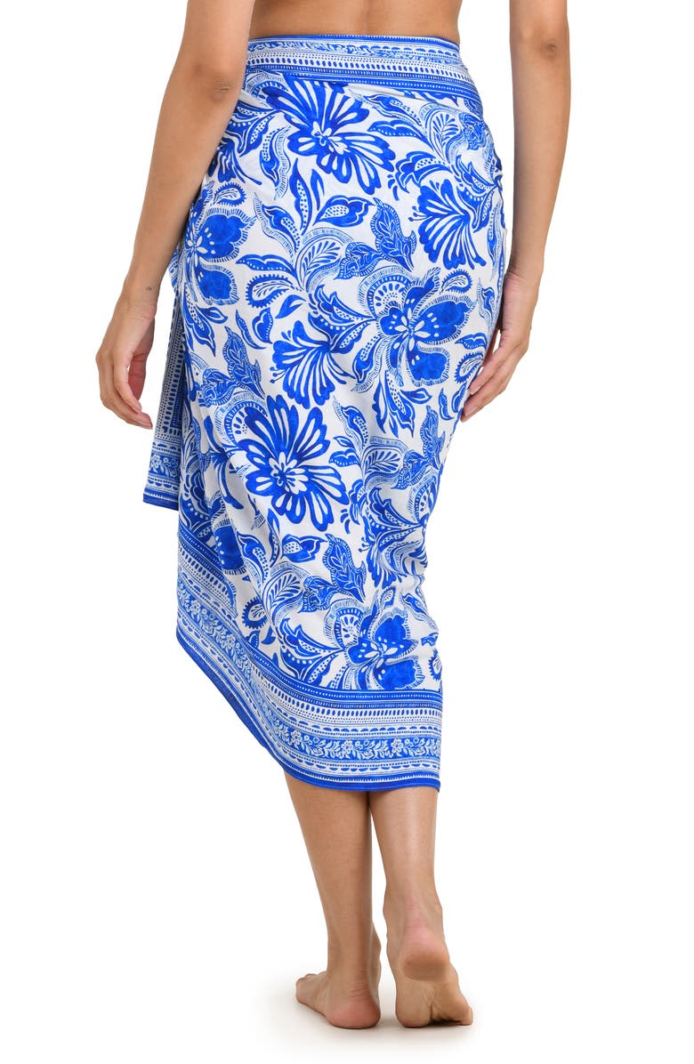 La Blanca Botanical Brocade Cover-Up Pareo, Alternate, color, Lapis