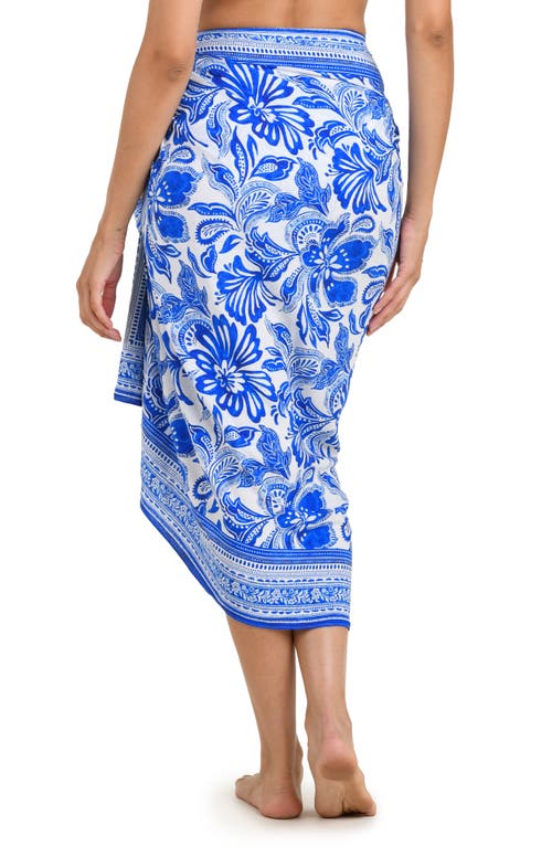 La Blanca Botanical Brocade Cover-up Pareo In Blue