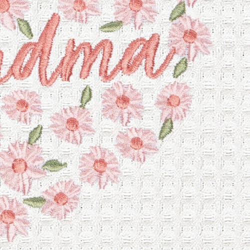 C & F Home C&f Home Grandma Mother's Day Floral Kitchen And Bathroom Embroidered Waffle Hand Towel In Pink