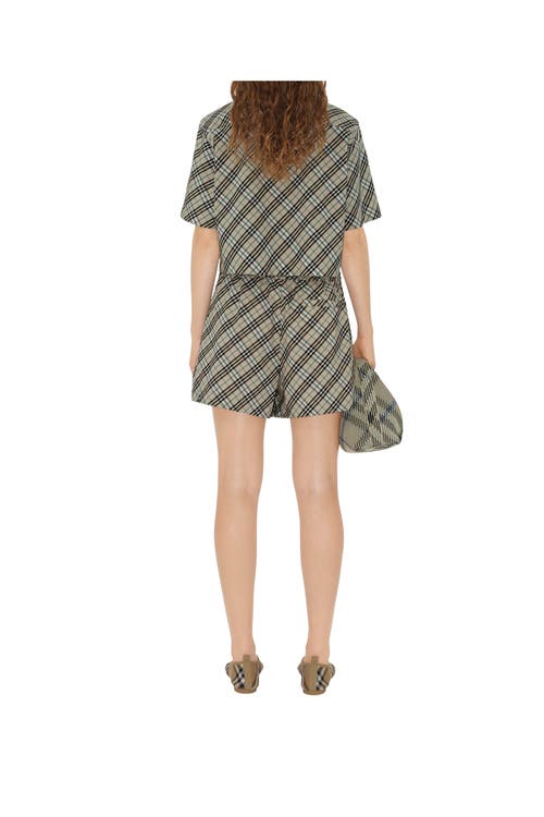 Burberry Check Short-sleeve Crop Button-down Shirt In Husk