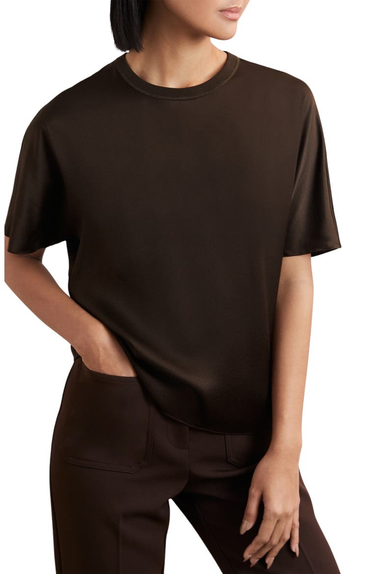 Lena Dolman Sleeve Silk Top, Main, color, CHOCOLATE BROWN